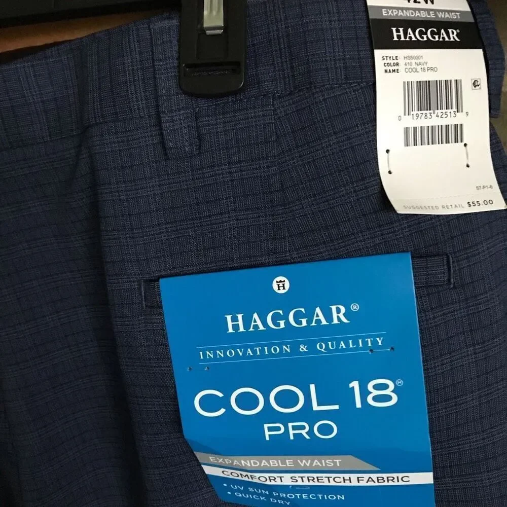 Haggar Mens expandable waist golf Shorts SZ 42 Blue cool pro NEW w/tags